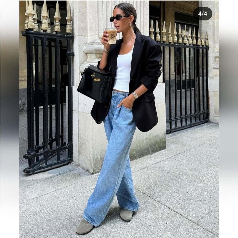 Zara Light Blue Wide Leg Jeans